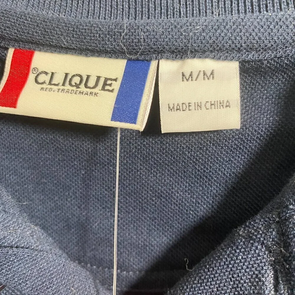 Clique Polo Shirt Men’s M Navy Blue Short Sleeve Golf Scotchguard Protection NWT - Picture 5 of 13